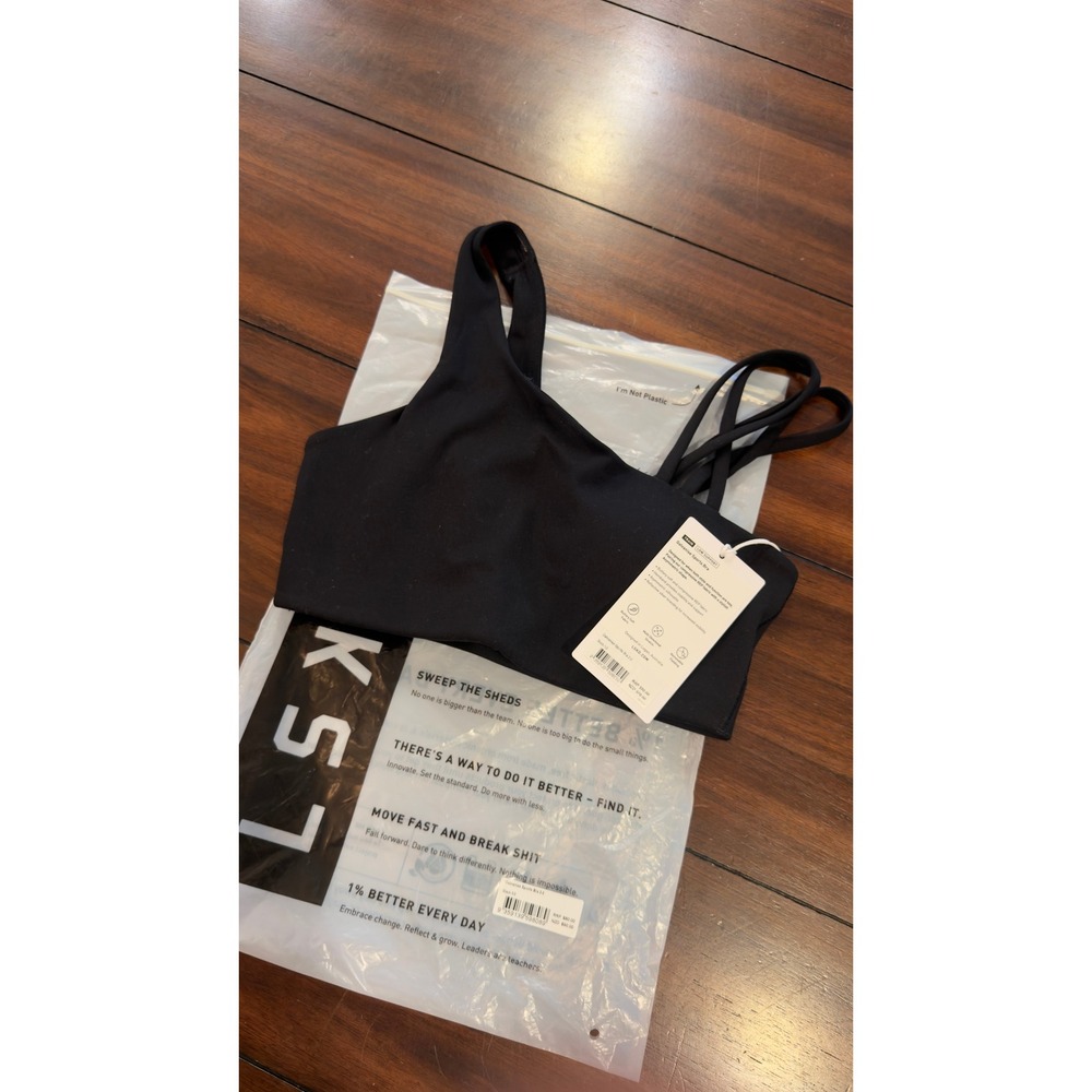 LSKD Galvanise Sports Bra 2.0 Black Asymmetric Strappy Back Women's XS New NWT - Picture 6 of 16